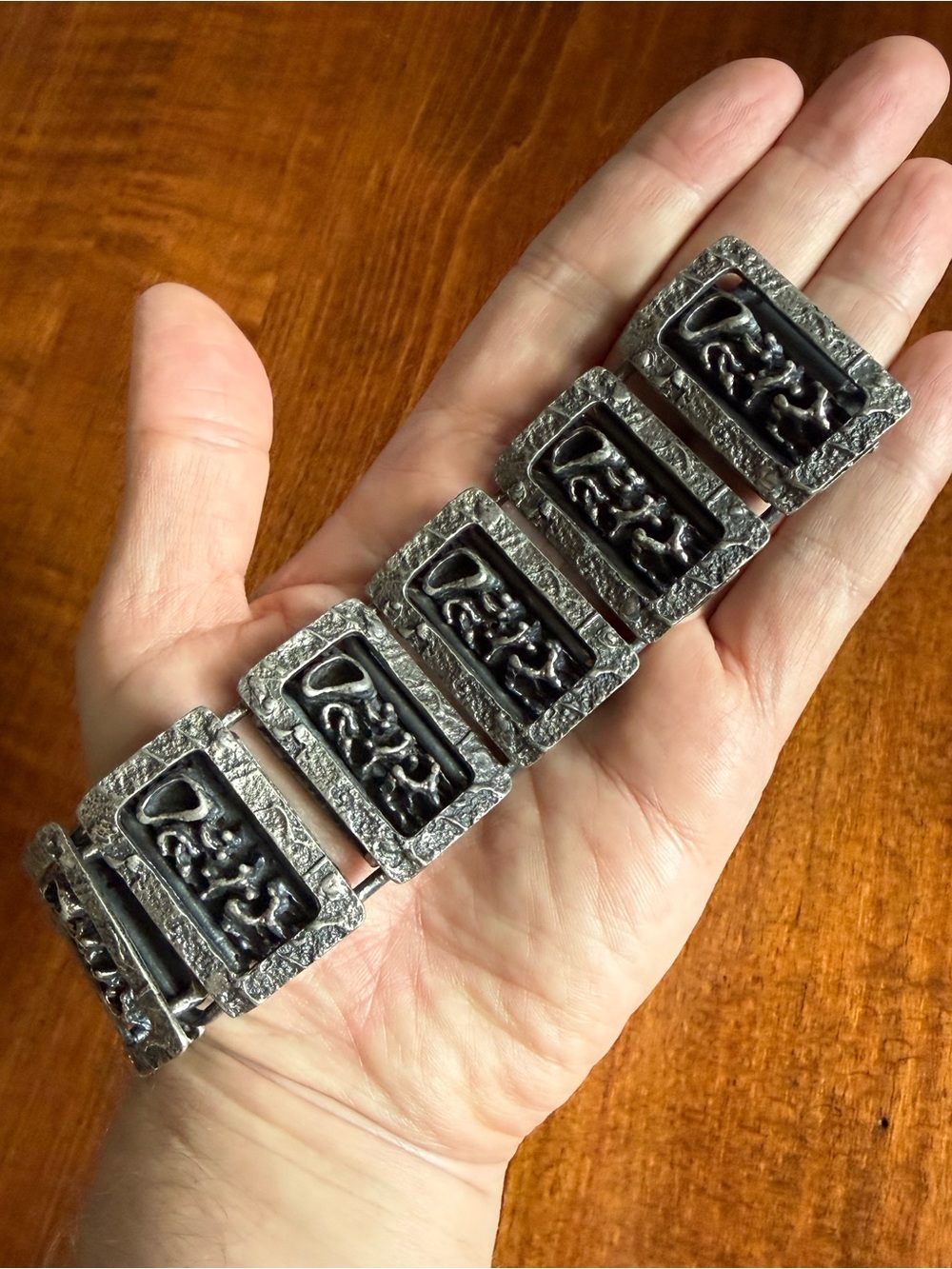 Guy Vidal Brutalist Bracelet Big Chunky Modernist Robert Larin Style